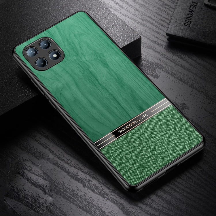 For OPPO Reno4 SE Shang Rui Wood Grain Skin PU + TPU Shockproof Case