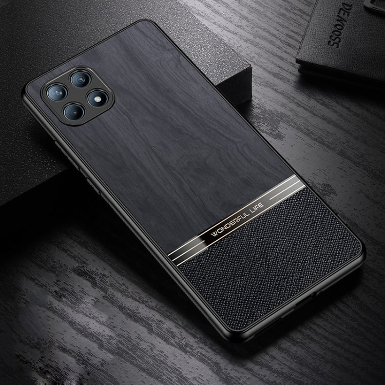 For OPPO Reno4 SE Shang Rui Wood Grain Skin PU + TPU Shockproof Case