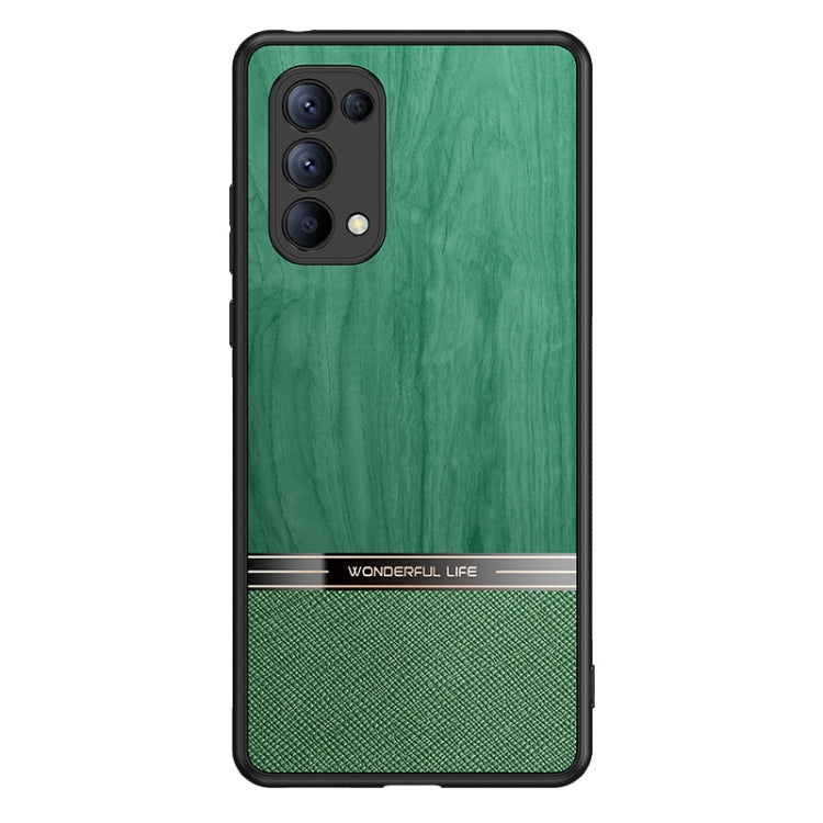 For OPPO Reno5 5G Shang Rui Wood Grain Skin PU + TPU Shockproof Case