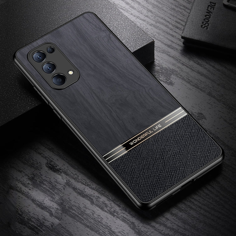 For OPPO Reno5 5G Shang Rui Wood Grain Skin PU + TPU Shockproof Case