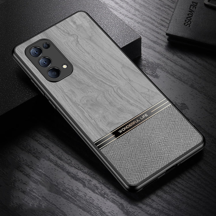 For OPPO Reno5 Pro 5G Shang Rui Wood Grain Skin PU + TPU Shockproof Case