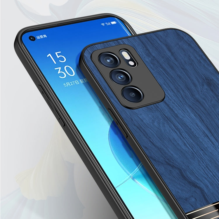 For OPPO Reno5 Pro 5G Shang Rui Wood Grain Skin PU + TPU Shockproof Case