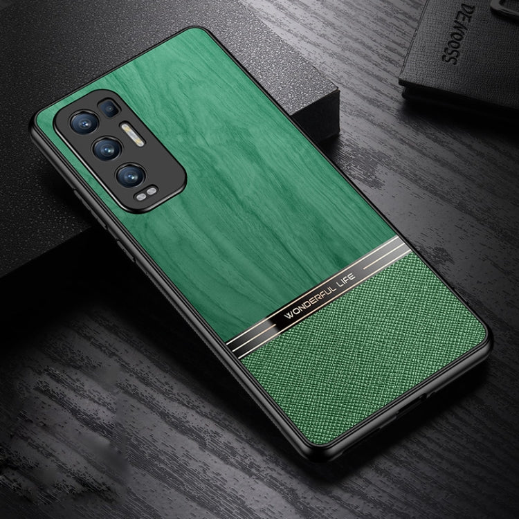 For OPPO Reno5 Pro+ 5G Shang Rui Wood Grain Skin PU + TPU Shockproof Case