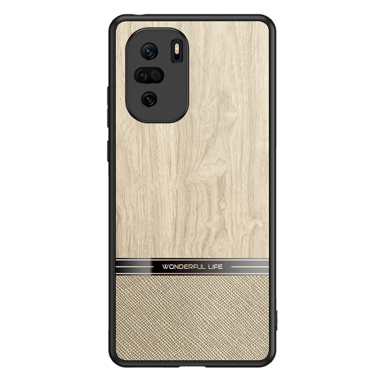 For Xiaomi Redmi K40 Shang Rui Wood Grain Skin PU + TPU Shockproof Case
