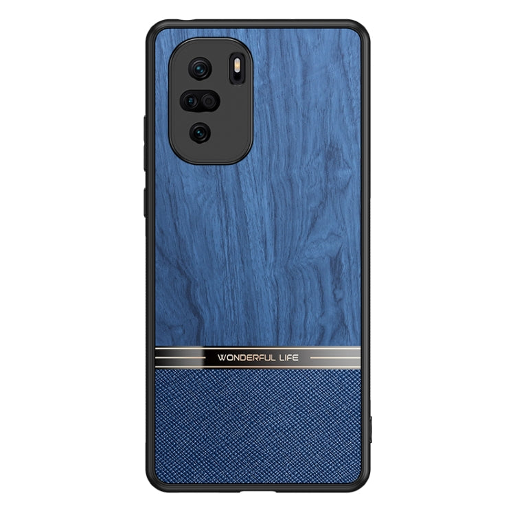 For Xiaomi Redmi K40 Shang Rui Wood Grain Skin PU + TPU Shockproof Case