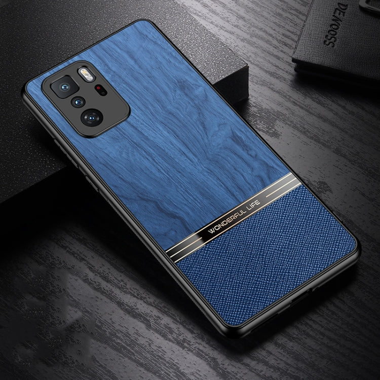 For Xiaomi Redmi Note 10 Pro Shang Rui Wood Grain Skin PU + TPU Shockproof Case
