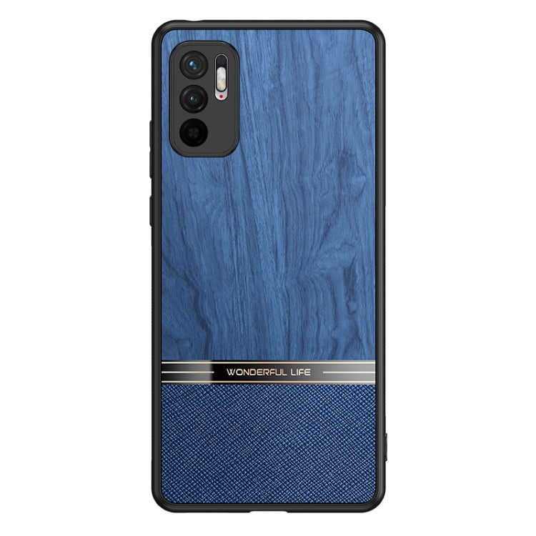 For Xiaomi Redmi Note 10 Shang Rui Wood Grain Skin PU + TPU Shockproof Case