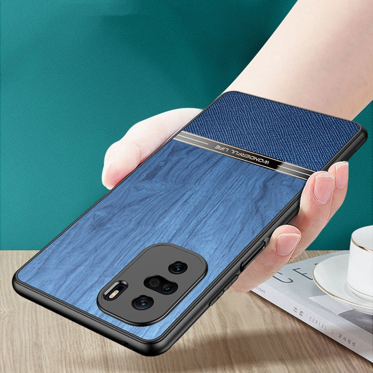 For Xiaomi Redmi Note 10 Shang Rui Wood Grain Skin PU + TPU Shockproof Case