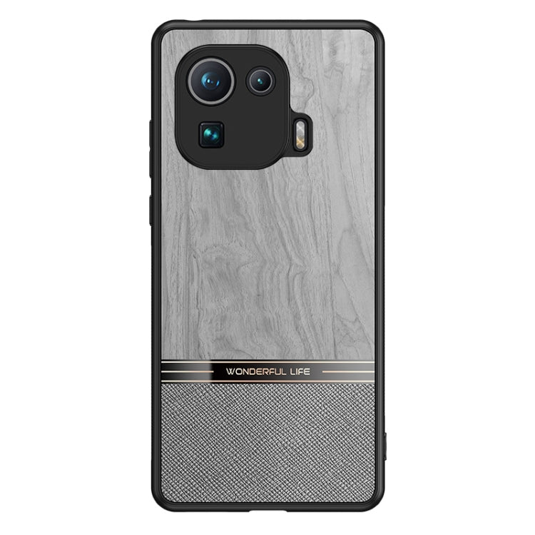 For Xiaomi Mi 11 Pro Shang Rui Wood Grain Skin PU + TPU Shockproof Case