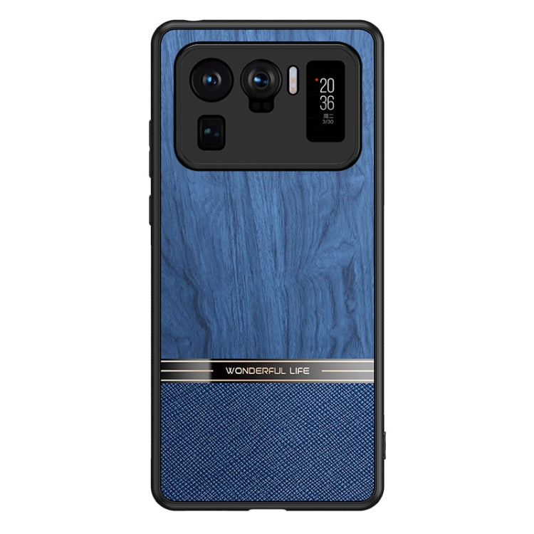 For Xiaomi Mi 11 Ultra Shang Rui Wood Grain Skin PU + TPU Shockproof Case