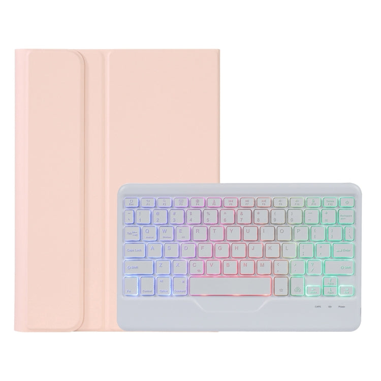 A0N5BS Ultra-thin Tri-color Backlight Detachable Lambskin Texture TPU Bluetooth Keyboard Leather Tablet Case with Holder For Xiaomi Pad 5 / 5 Pro