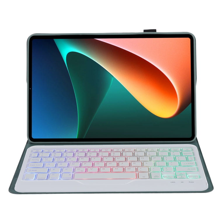 A0N5BS Ultra-thin Tri-color Backlight Detachable Lambskin Texture TPU Bluetooth Keyboard Leather Tablet Case with Holder For Xiaomi Pad 5 / 5 Pro