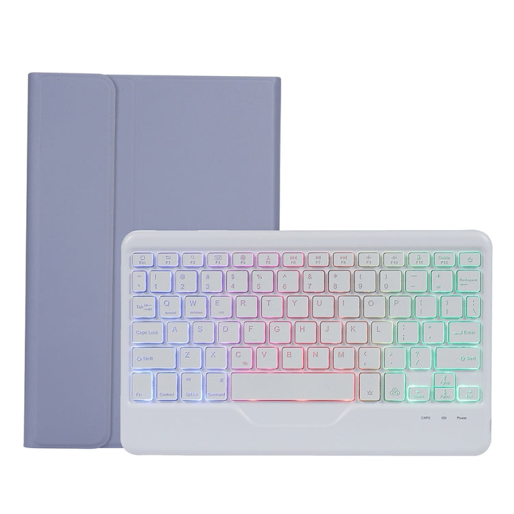 A0N5BS Ultra-thin Tri-color Backlight Detachable Lambskin Texture TPU Bluetooth Keyboard Leather Tablet Case with Holder For Xiaomi Pad 5 / 5 Pro