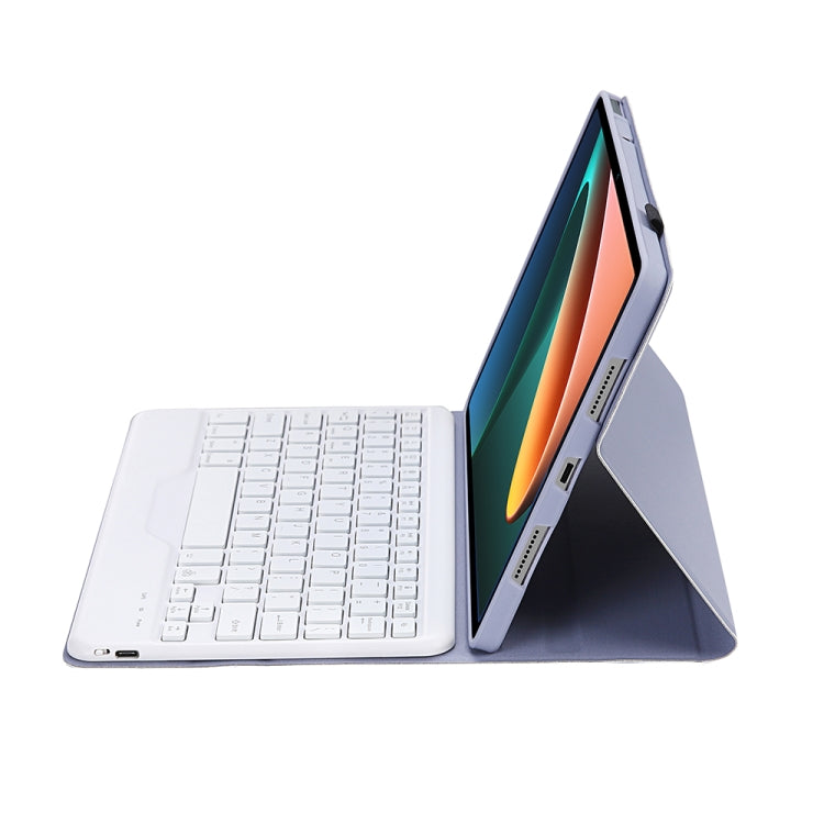 A0N5BS Ultra-thin Tri-color Backlight Detachable Lambskin Texture TPU Bluetooth Keyboard Leather Tablet Case with Holder For Xiaomi Pad 5 / 5 Pro