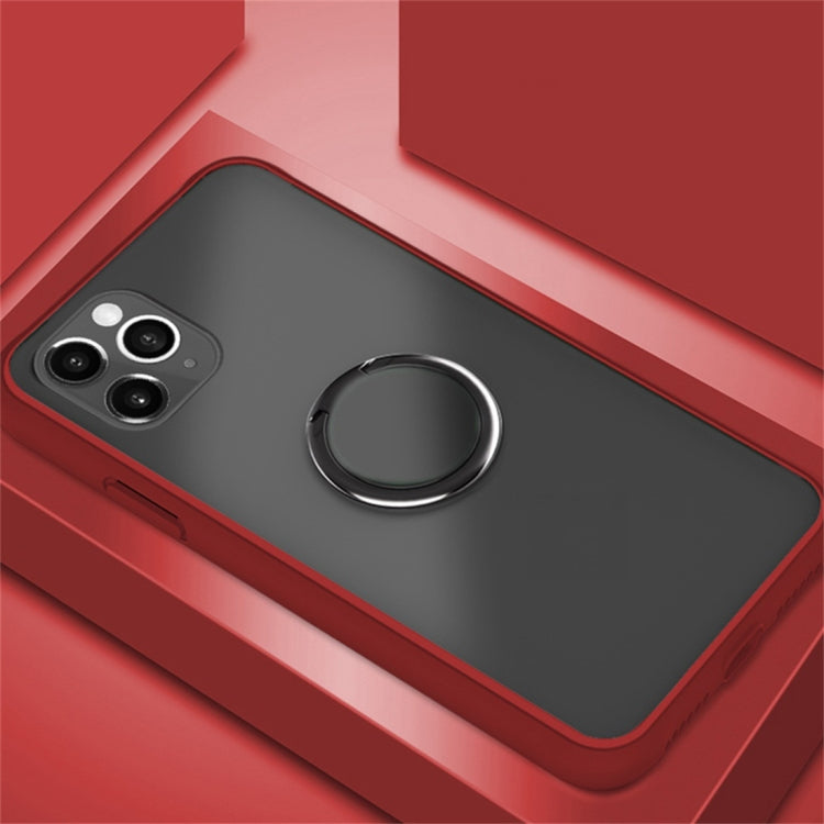 For iPhone 11 Pro Max SULADA Magnetic Frosted Silicone Frame Protective Case with Ring Holder