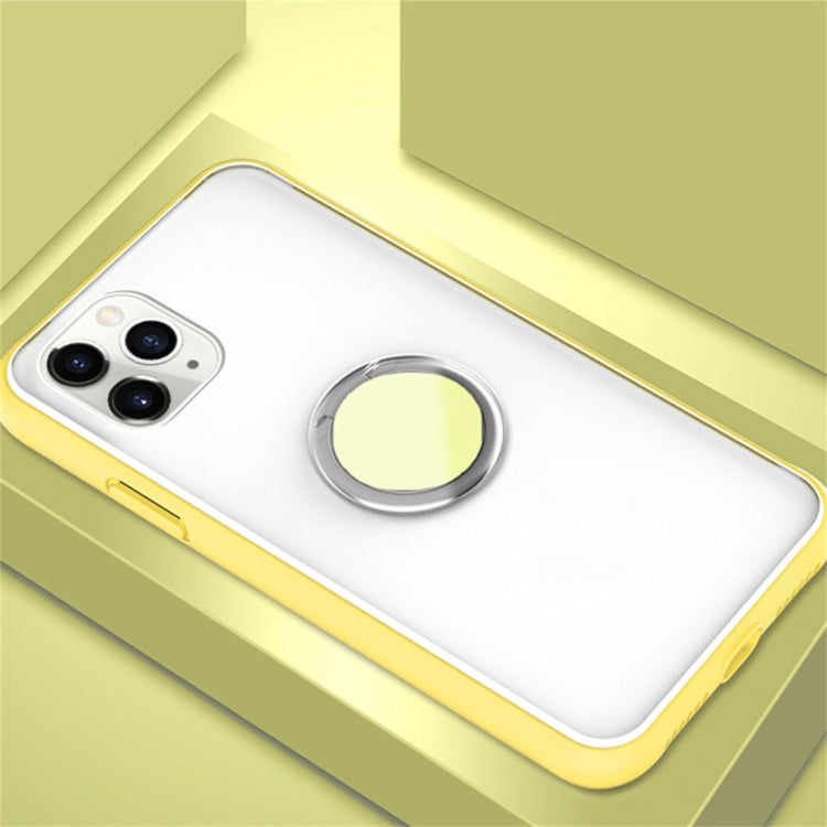 For iPhone 11 Pro Max SULADA Magnetic Frosted Silicone Frame Protective Case with Ring Holder