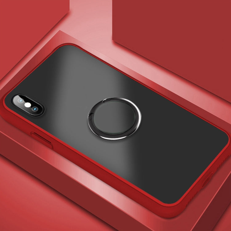 For iPhone X / XS SULADA Magnetic Frosted Silicone Frame Protective Case with Ring Holder