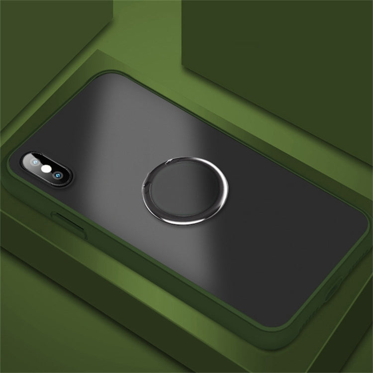 For iPhone XR SULADA Magnetic Frosted Silicone Frame Protective Case with Ring Holder