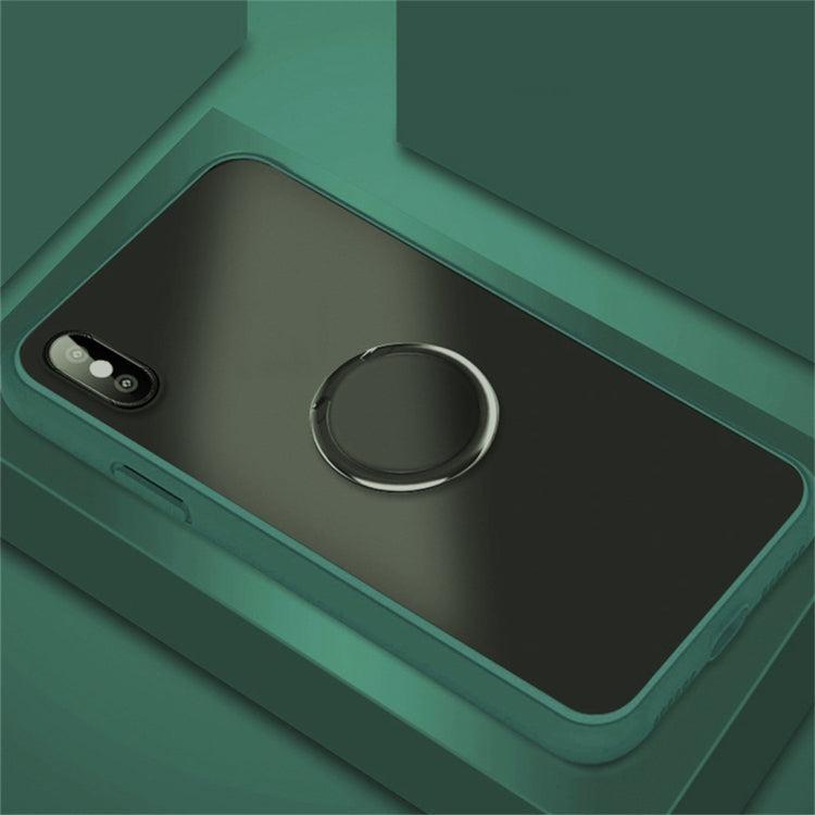 For iPhone XR SULADA Magnetic Frosted Silicone Frame Protective Case with Ring Holder