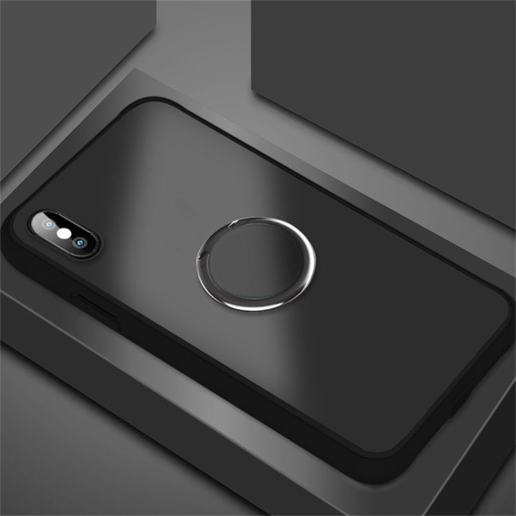 For iPhone XS Max SULADA Magnetic Frosted Silicone Frame Protective Case with Ring Holder