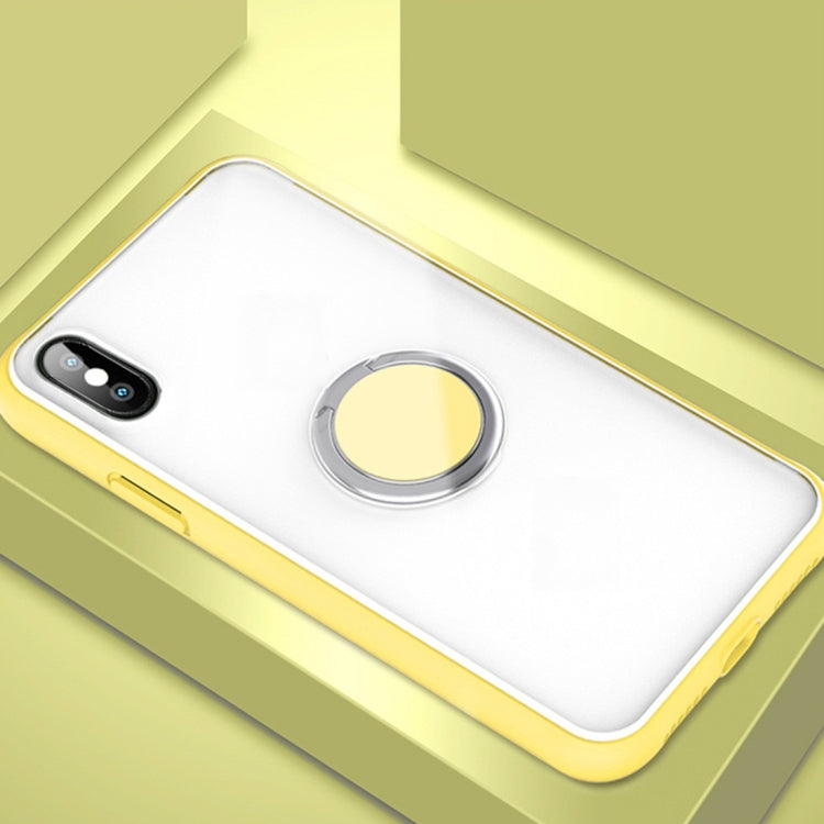 For iPhone XS Max SULADA Magnetic Frosted Silicone Frame Protective Case with Ring Holder
