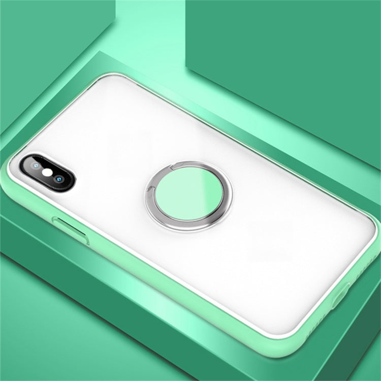 For iPhone XS Max SULADA Magnetic Frosted Silicone Frame Protective Case with Ring Holder