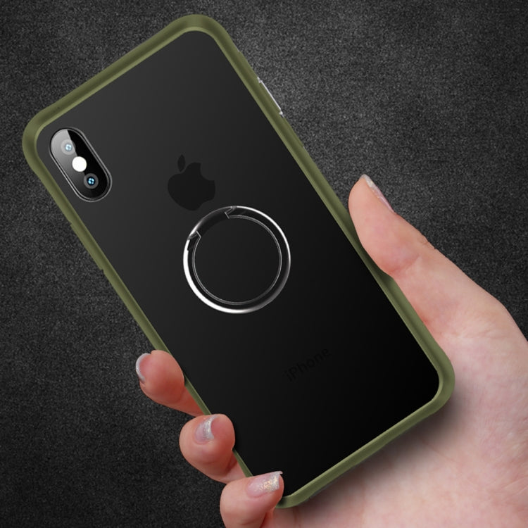 For iPhone XS Max SULADA Magnetic Frosted Silicone Frame Protective Case with Ring Holder
