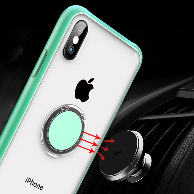 For iPhone XS Max SULADA Magnetic Frosted Silicone Frame Protective Case with Ring Holder
