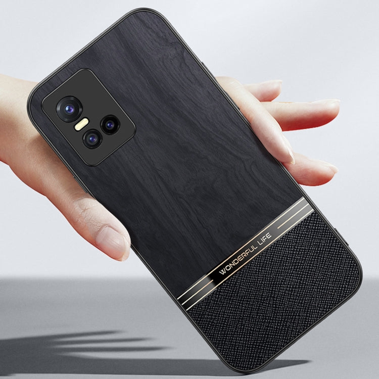 For vivo S10 Shang Rui Wood Grain Skin PU + TPU Shockproof Case