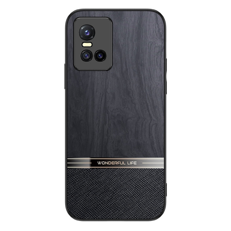 For vivo S10 Pro Shang Rui Wood Grain Skin PU + TPU Shockproof Case