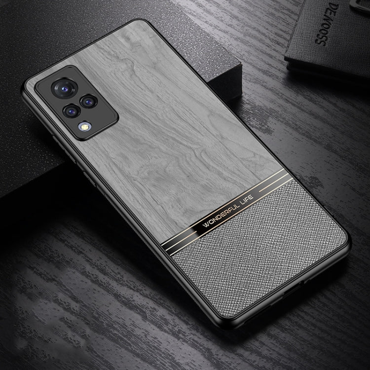 For vivo S9 Shang Rui Wood Grain Skin PU + TPU Shockproof Case