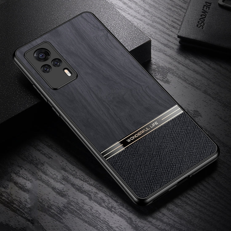 For vivo S9e Shang Rui Wood Grain Skin PU + TPU Shockproof Case