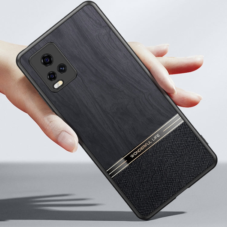 For vivo S9e Shang Rui Wood Grain Skin PU + TPU Shockproof Case