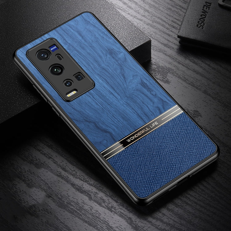 For vivo X60 Pro+ 5G Shang Rui Wood Grain Skin PU + TPU Shockproof Case
