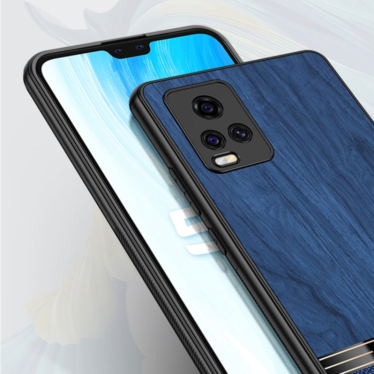 For vivo X60 Pro+ 5G Shang Rui Wood Grain Skin PU + TPU Shockproof Case