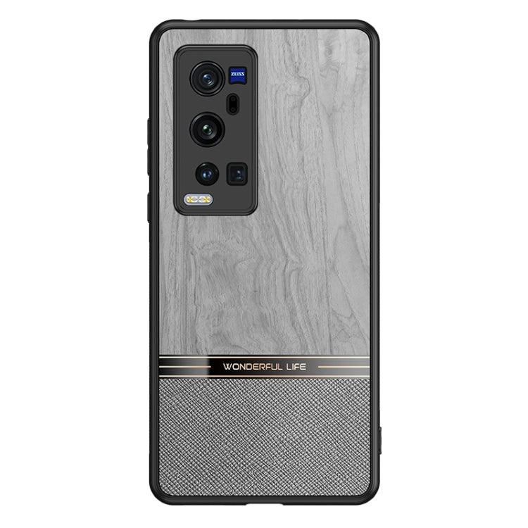 For vivo X60 Pro+ 5G Shang Rui Wood Grain Skin PU + TPU Shockproof Case