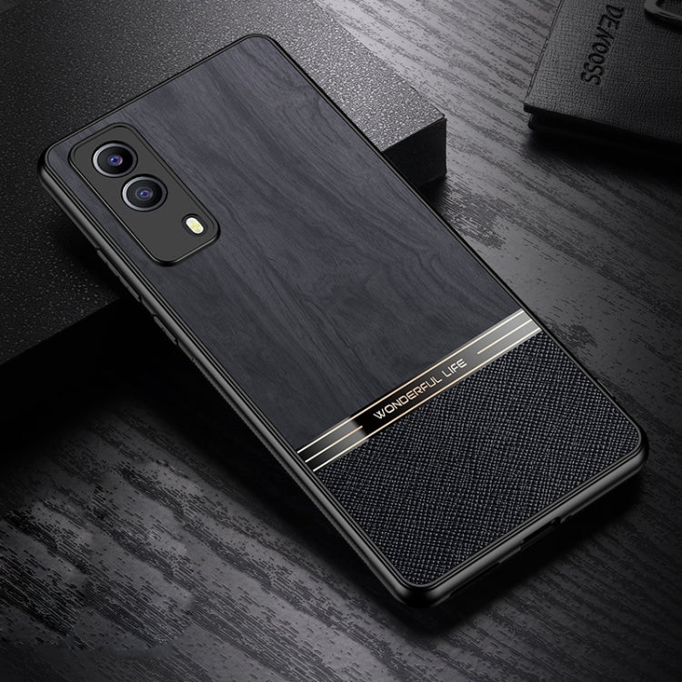 For vivo Y53s Shang Rui Wood Grain Skin PU + TPU Shockproof Case