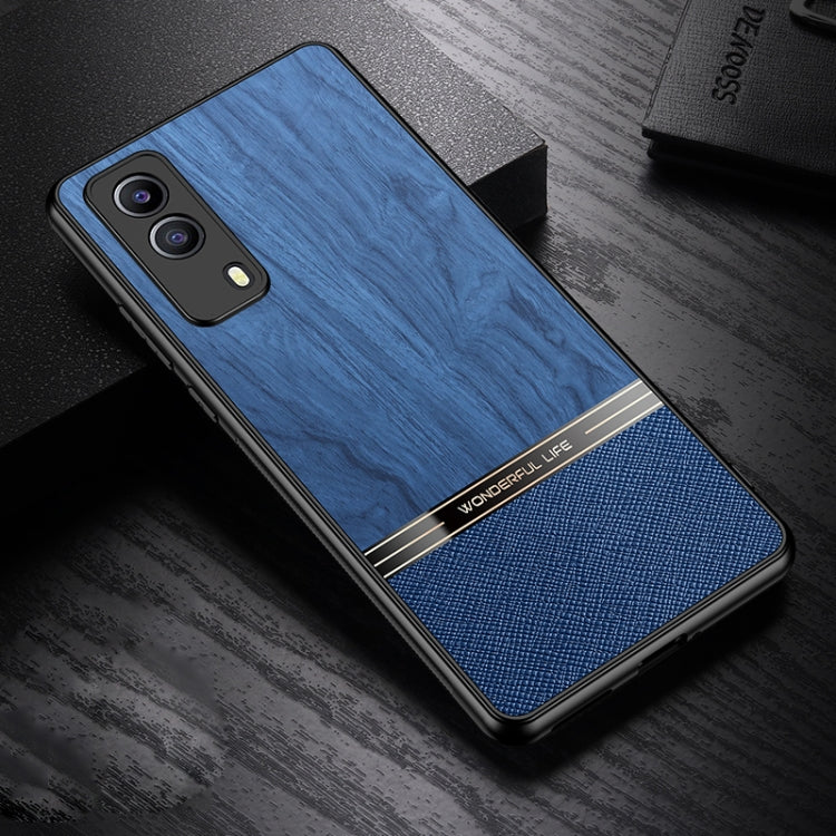For vivo Y53s Shang Rui Wood Grain Skin PU + TPU Shockproof Case