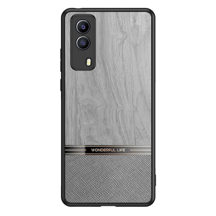For vivo Y53s Shang Rui Wood Grain Skin PU + TPU Shockproof Case