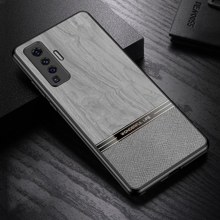 For vivo X50 Shang Rui Wood Grain Skin PU + TPU Shockproof Case