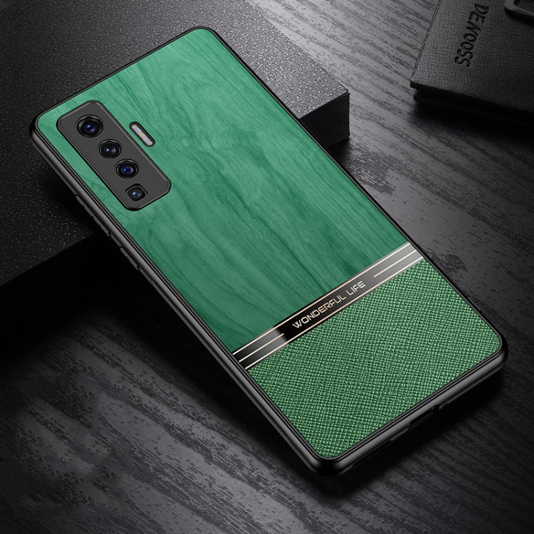 For vivo X50 Shang Rui Wood Grain Skin PU + TPU Shockproof Case