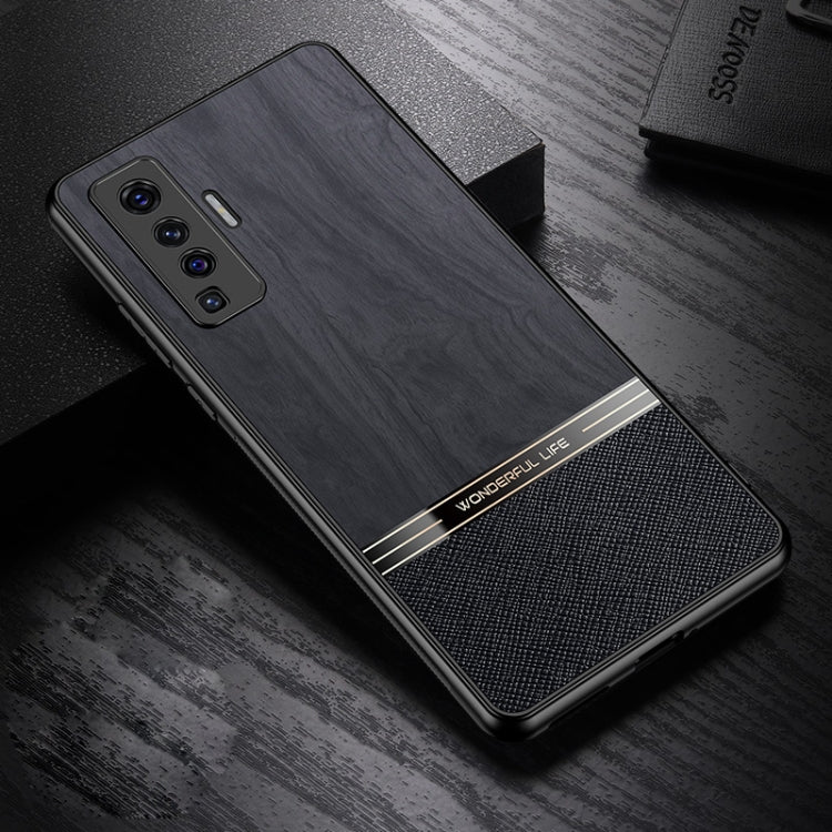 For vivo X50 Shang Rui Wood Grain Skin PU + TPU Shockproof Case