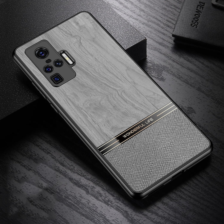 For vivo X50 Pro Shang Rui Wood Grain Skin PU + TPU Shockproof Case