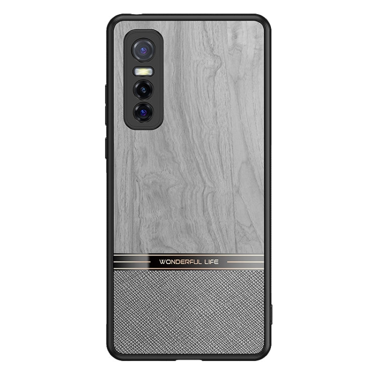 For vivo Y73s Shang Rui Wood Grain Skin PU + TPU Shockproof Case