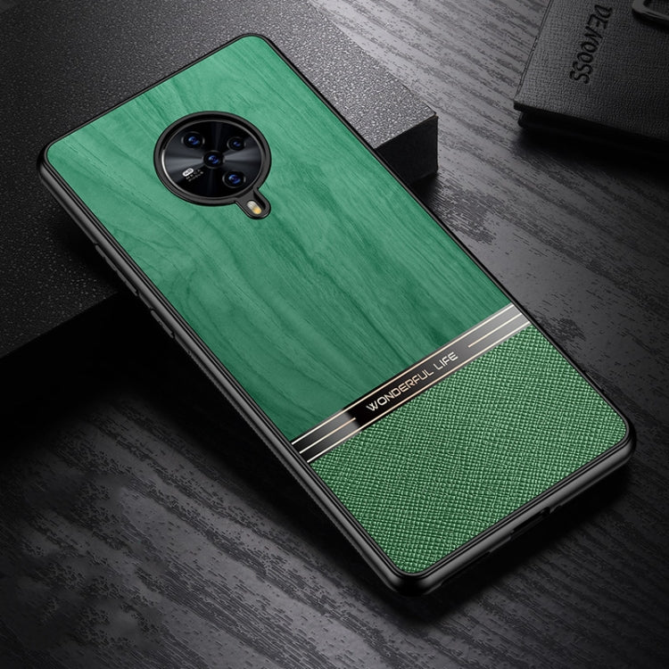 For vivo S6 5G Shang Rui Wood Grain Skin PU + TPU Shockproof Case