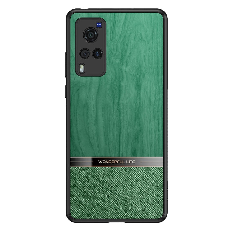 For vivo X60 5G Shang Rui Wood Grain Skin PU + TPU Shockproof Case