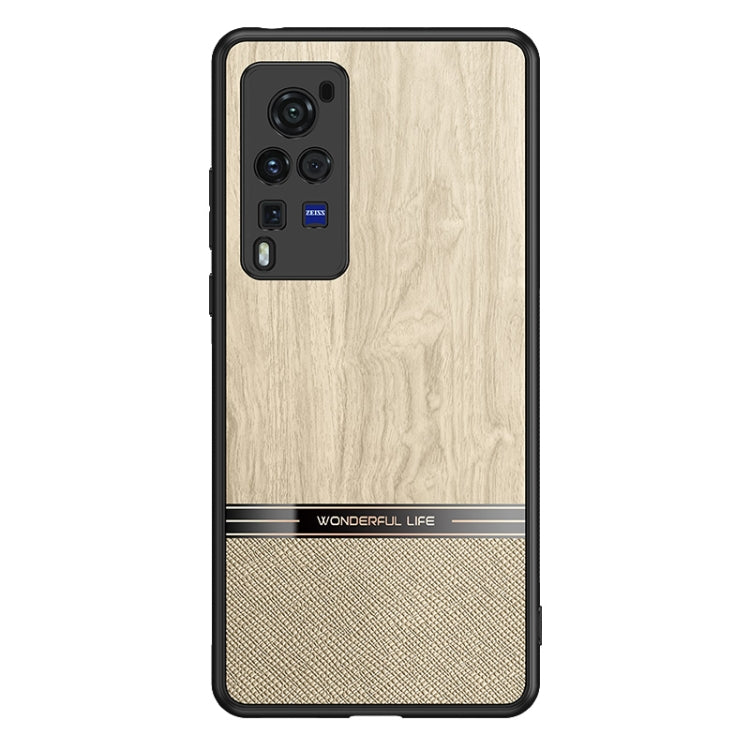 For vivo X60 Pro Shang Rui Wood Grain Skin PU + TPU Shockproof Case