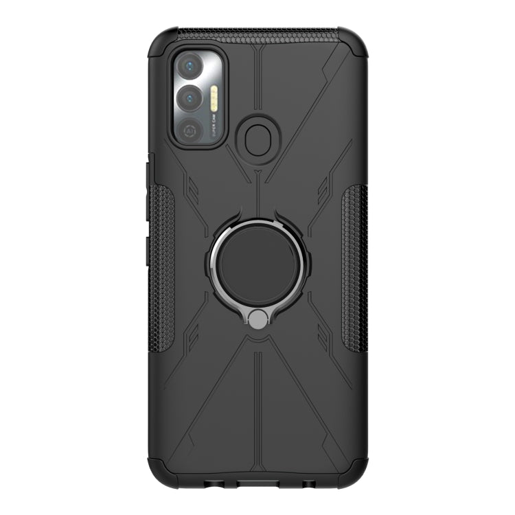 For Tecno Spark 7 Armor Bear Shockproof PC + TPU Protective Case with Ring Holder