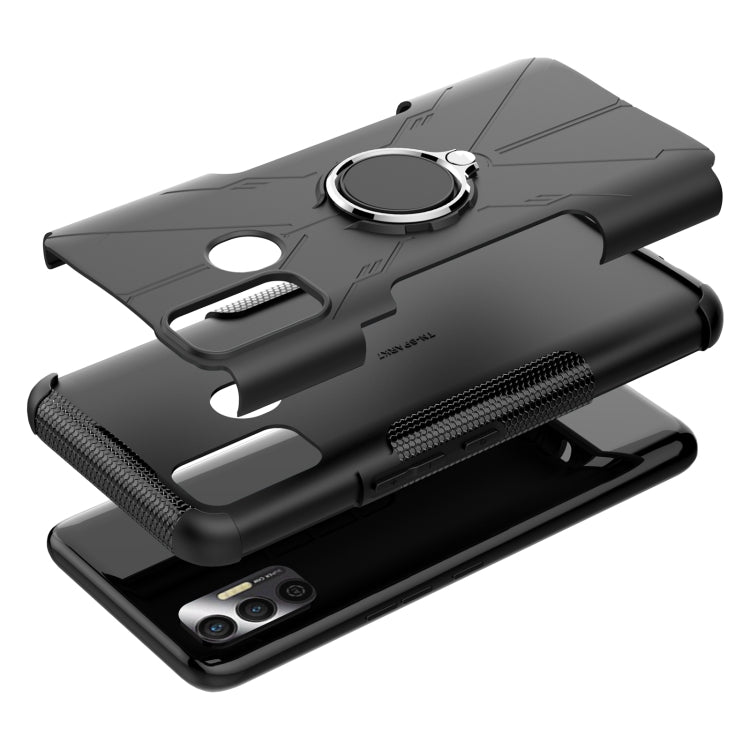 For Tecno Spark 7 Armor Bear Shockproof PC + TPU Protective Case with Ring Holder