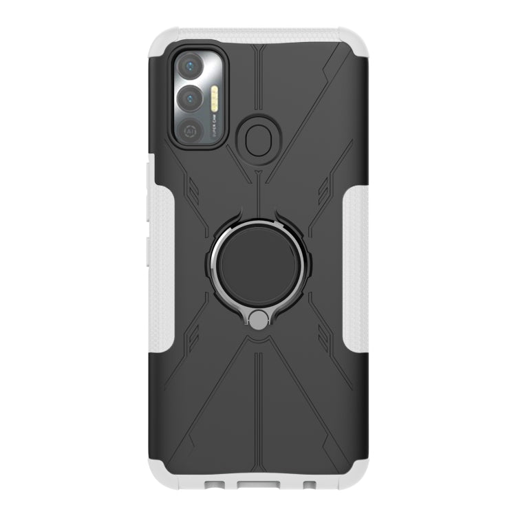 For Tecno Spark 7 Armor Bear Shockproof PC + TPU Protective Case with Ring Holder